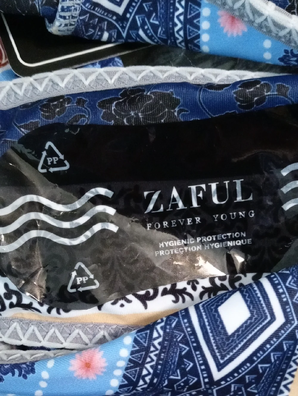 NWT Zaful Multicolor Boho Stripe Bandeau Bikini - Blue, Red, Orange, Cream